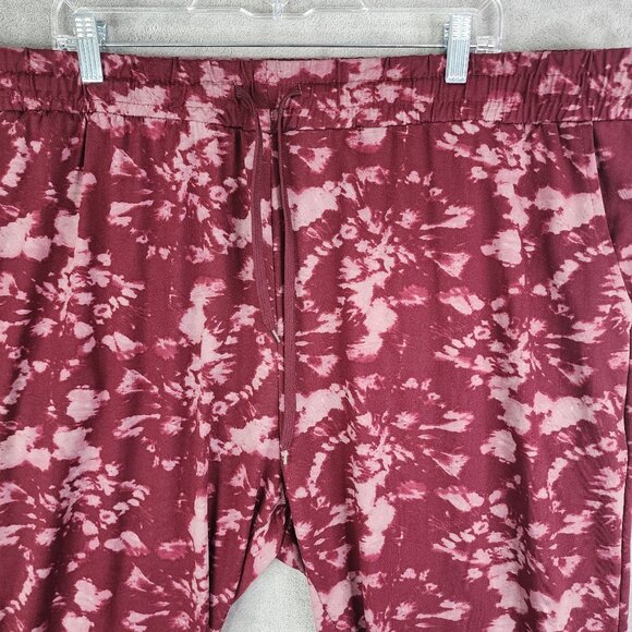 Womens Real Essentials Tie-Dye Burgundy Jogger Pants Elastic Waist Size 3X - Picture 4 of 11